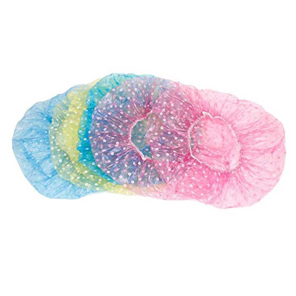 Gorros de ducha de plástico desechables para mujer, 6 uds., gorro de baño de Elástico grueso grande, Spa, ,: Default Title
