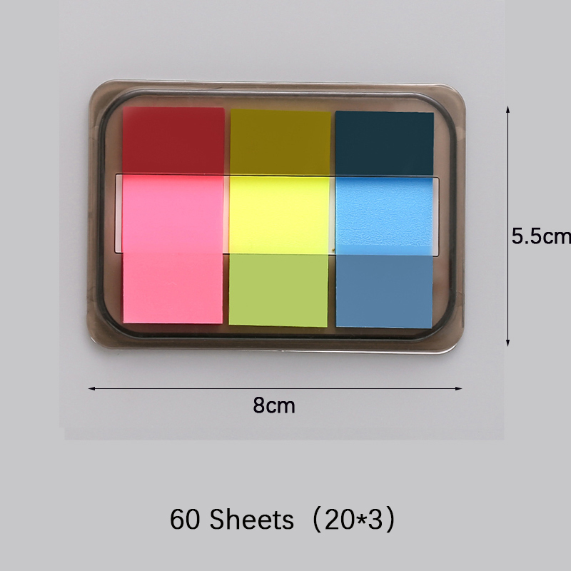 60/100/200 ark fluorescerende selvklæbende notatblok klæbende sedler bogmærke markør memo klistermærke papir studerende kontorartikler: 3 farver i æske