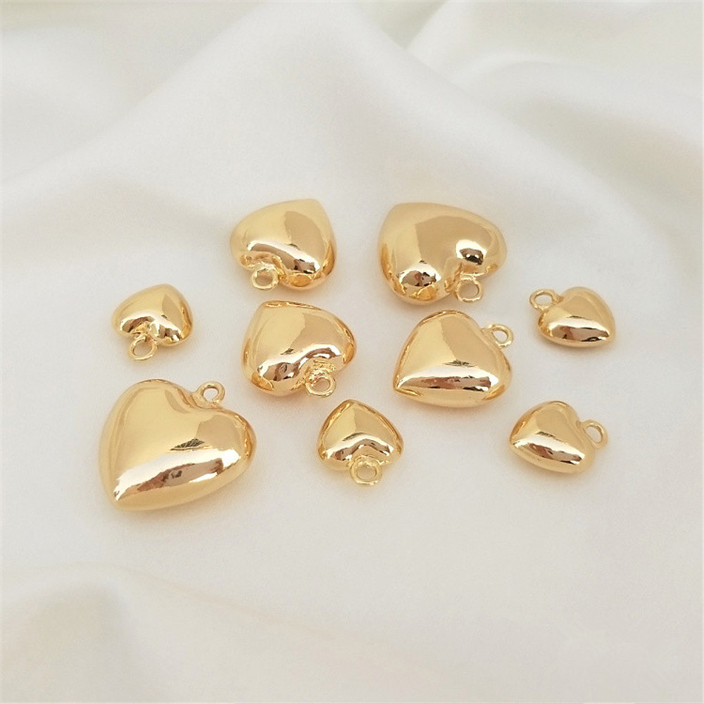 Colgante de corazón brillante chapado en oro de 14 quilates, pulsera artesanal, colgante de collar de clavícula