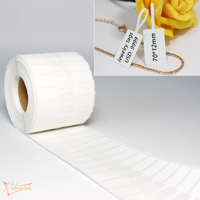2500 Stück/Rolle selbstklebende Papieraufkleber, Schmuck-Preis-Hängeetiketten für sterben Identifizierung von Schmuckreparaturen, 70 x 12 mm