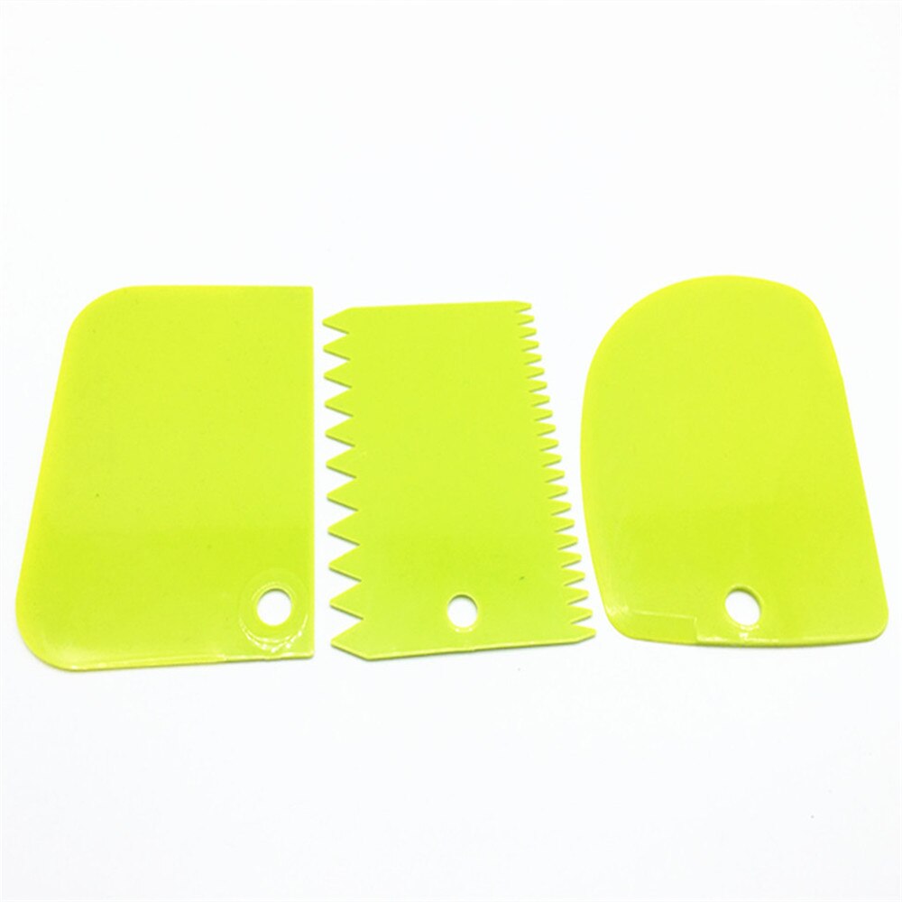 Couteau à pâte en plastique, 3 pièces, outils de pâtisserie, couteau à pâte en plastique, glaçage, Fondant, grattoir, décoration, bord lisse et dentelé, spatules, coupe-gâteau: green