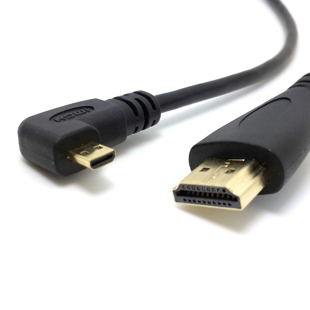Jimier CY Cable Micro HDMI Left Angled 90 Degree to HDMI Male HDTV Cable 50cm for Cell Phone & Tablet