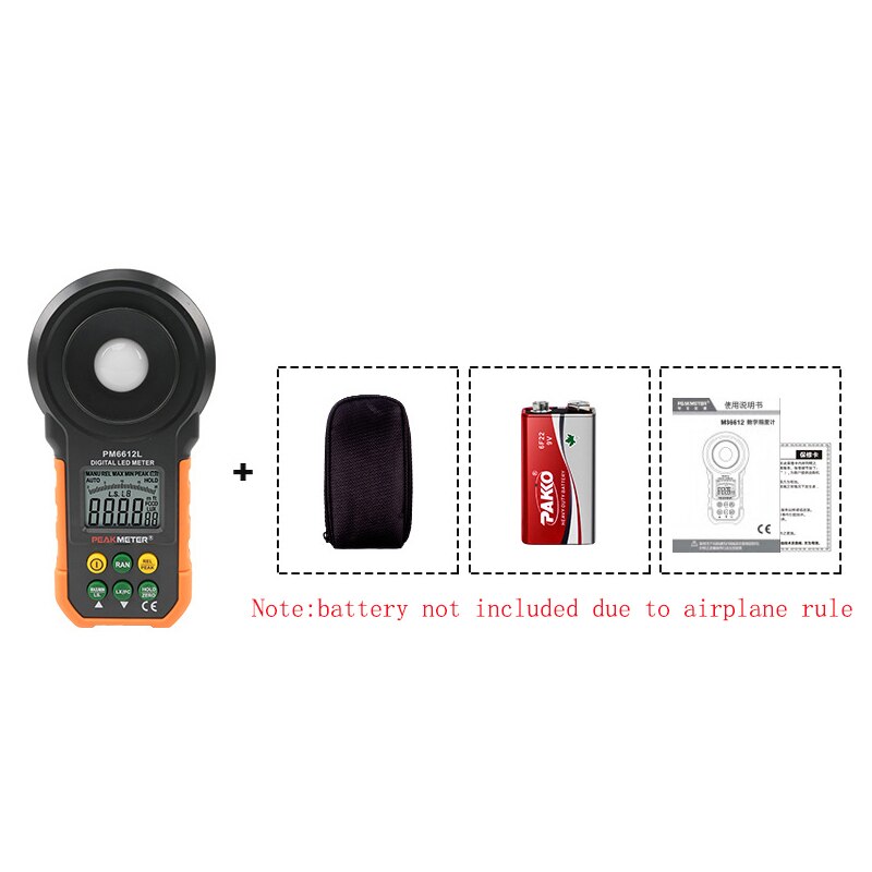PEAKMETER MS6612 Digital Luxmeter 200,000 Lux Light Meter Test Spectra Auto Range Worldwide Light Illuminance Measuring tool