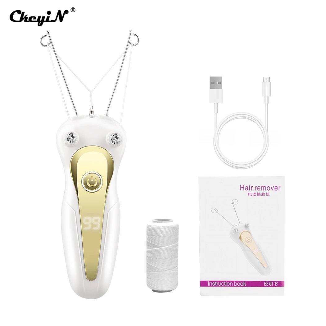 Elektrische Body Hair Remover Vrouwen Katoenen Draad Been Arm Scheerapparaat Scheermes Dame Schoonheid Nek Oplaadbare Haar Epilator: Goud