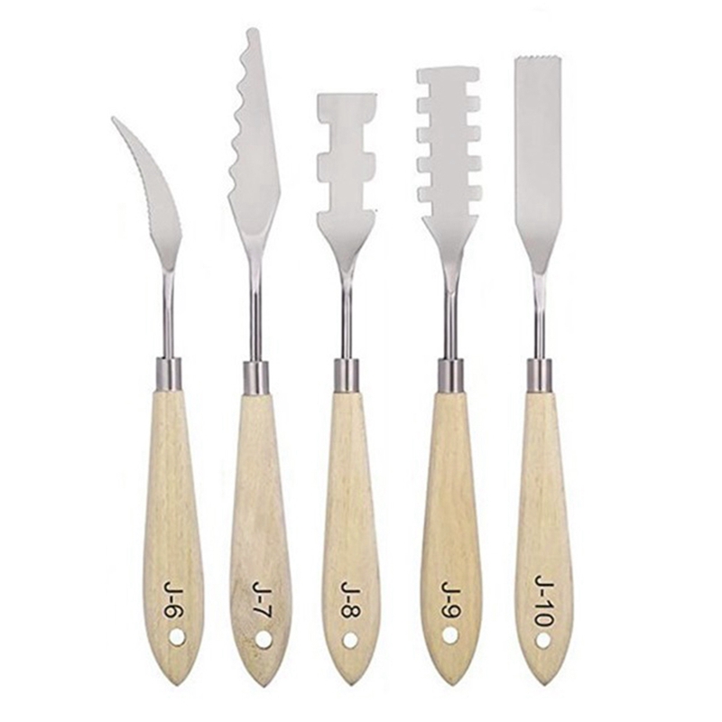5 Pcs Oil Painting Knife Set Oil Painting Palette Knife Flexible Scraper Special-Shaped Oil Acrylic Painting Tools