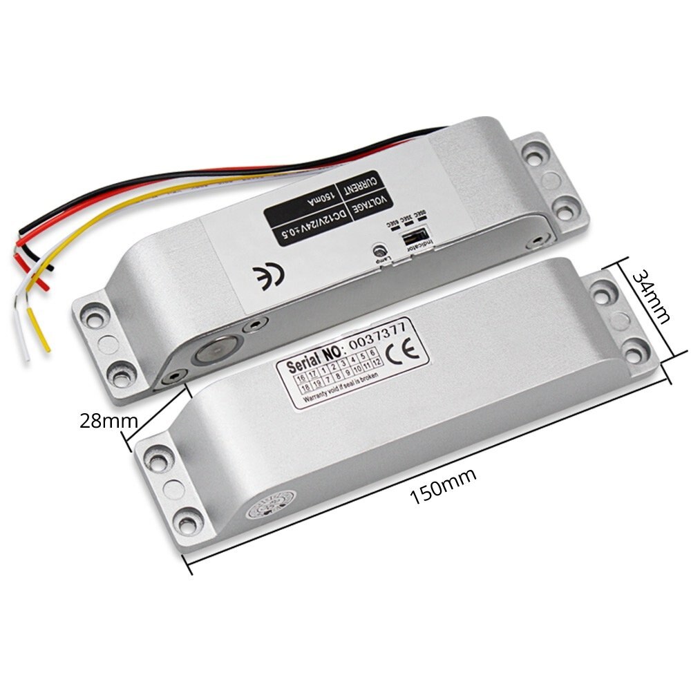 Electric Bolt Lock DC 12V Fail Safe NC Mode Electronic Door Lock for Access Control Security System with Time Delay