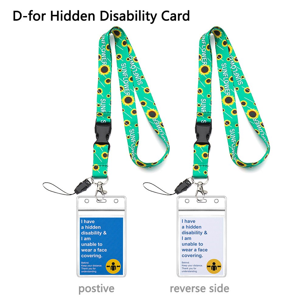 1 Set Lanyard + Mask Exemption Card Waterproof Durable Safe PVC Material ID Card or Keys Hodler Hidden Disability Lanyard: D-3