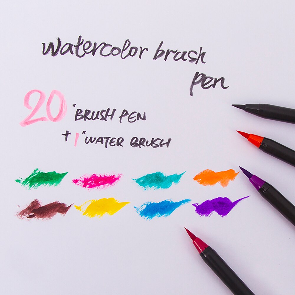 20/24/48 RealBrush Pens 0.4-2 MM Brush Watercolor Pens Drawing Coloring Books Manga Calligraphy Art Supplies Stationery