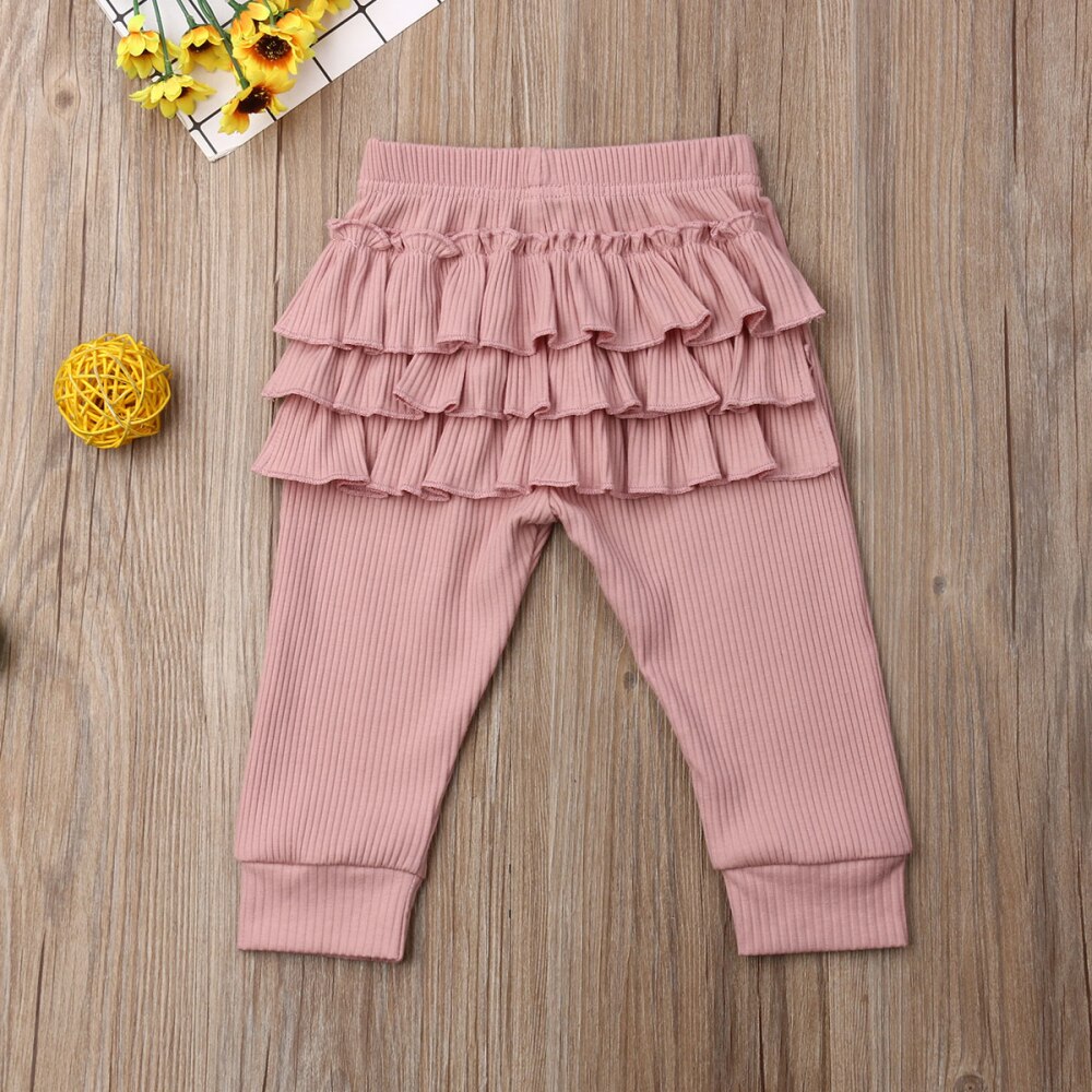 0-3 år flicka volang leggings byxor småbarn fritidsskola långbyxor kläder
