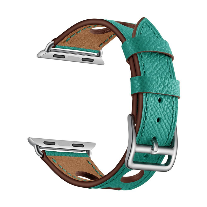 Pulsera de cuero con agujero hueco a la para Apple Watch, correa de 38 40 41mm 42 44 45mm, correa de reloj iWatch Series 3 4 5 6 7 SE: SMOKEY MAUVE / 12 mm