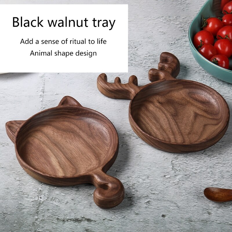 Walnut Wood Serving Tray 2 Shapes Choose Dessert Tray Dinner Bread Plates Snacks Food Display Dish Tea Trays for Kitchen
