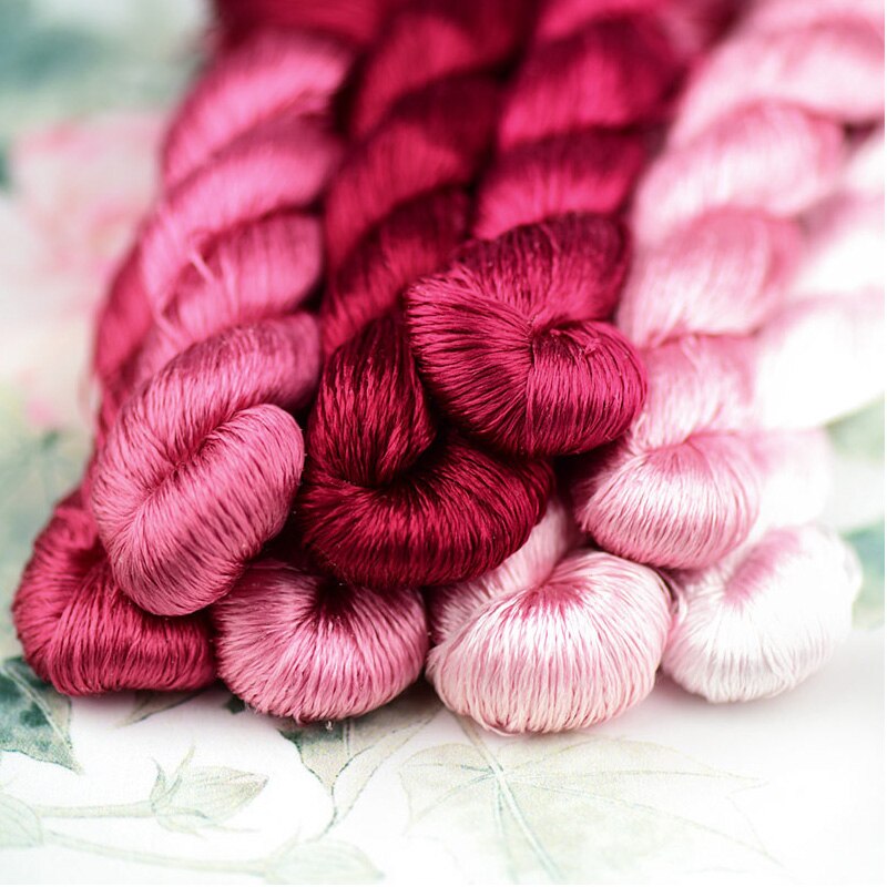 1pcs 100% silk thread hand embroidery embroider cross stitch 400m silk embroidery thread rose hermosa/pink/8 pure colors