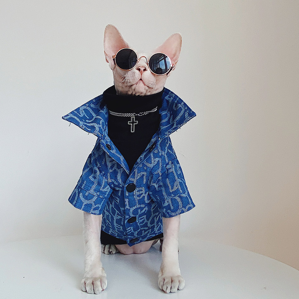 Neue Sphynx Katze Kleidung Herbst Winter Denim Jacke Kleidung Für Sphint Katze Kätzchen Sphinx Katze Sphinksu Mantel Kleidung