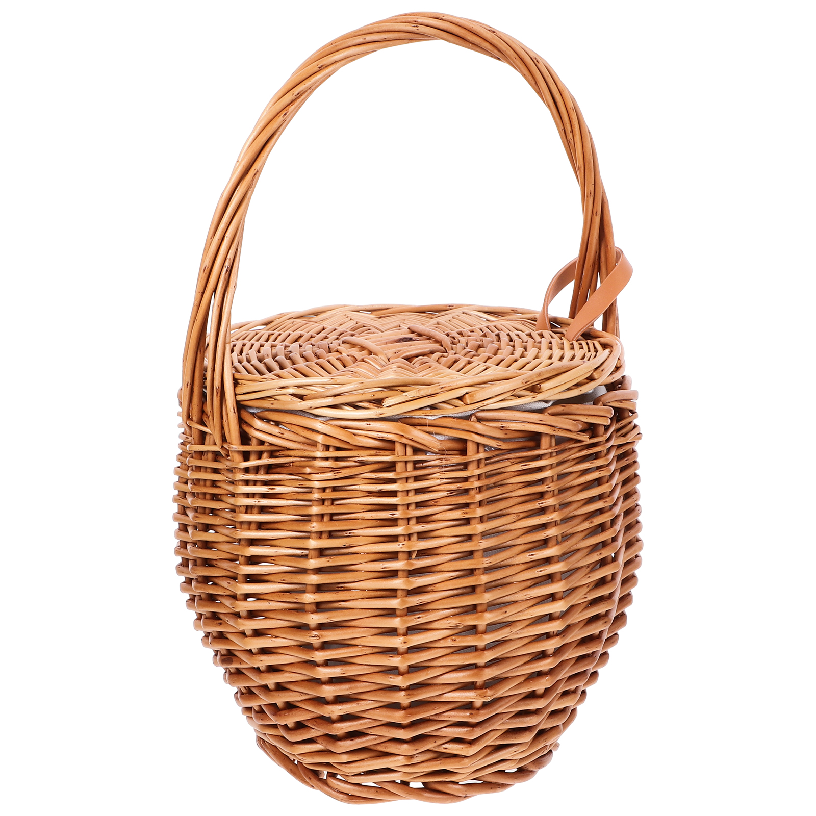 Cesta de vime para piquenique, cesta de armazenamento, portátil, tecido, para compras, viagem, suporte de flores, recipiente com alça, uso doméstico: Branco