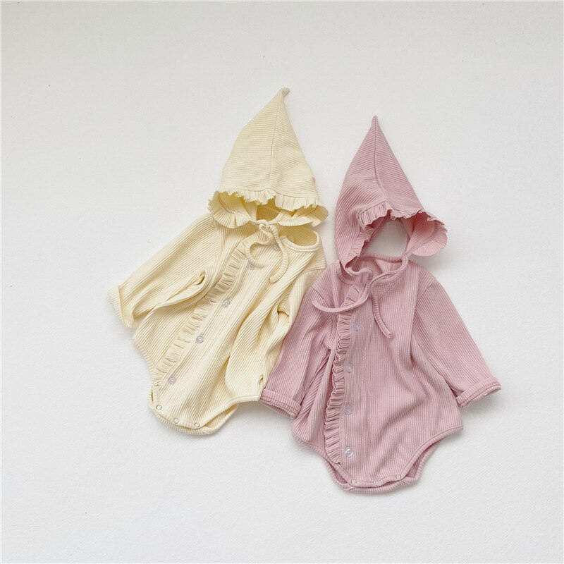 5073 Baby Romper Met Hoed Lente En Herfst Baby Lange Mouw Romper Baby Oor Rand Een Stuk Creeper pak Voor Jongen Meisje