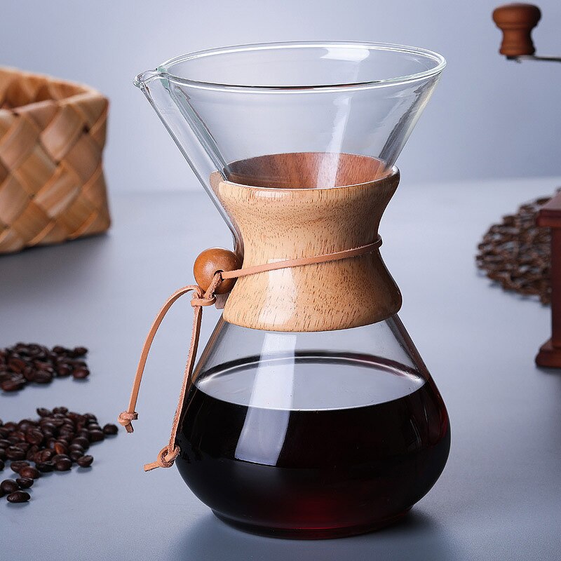 400Ml 600Ml 800Ml Slip Glas Koffiezetapparaat Koffie Pot Espresso Koffie Machine Met Rvs Filter Pot
