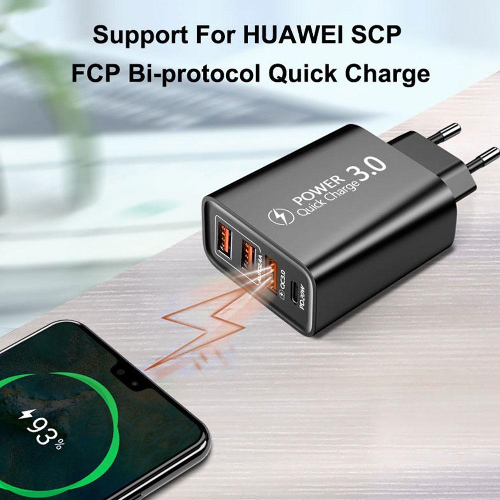 48W Fast Phone Charger Quick Charge 3.0 4.0 PD 30W Wall Mobile Phone Charger For iPhone 12 11 Xiaomi Samsung USB Type C Charger