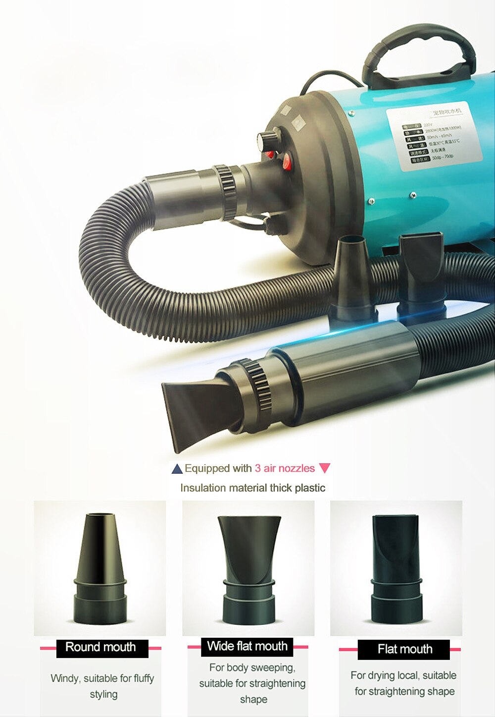 Dog Dryer Strong Power Stepless Speed Pet Dryer Low Noice Hair Dryer For Dogs