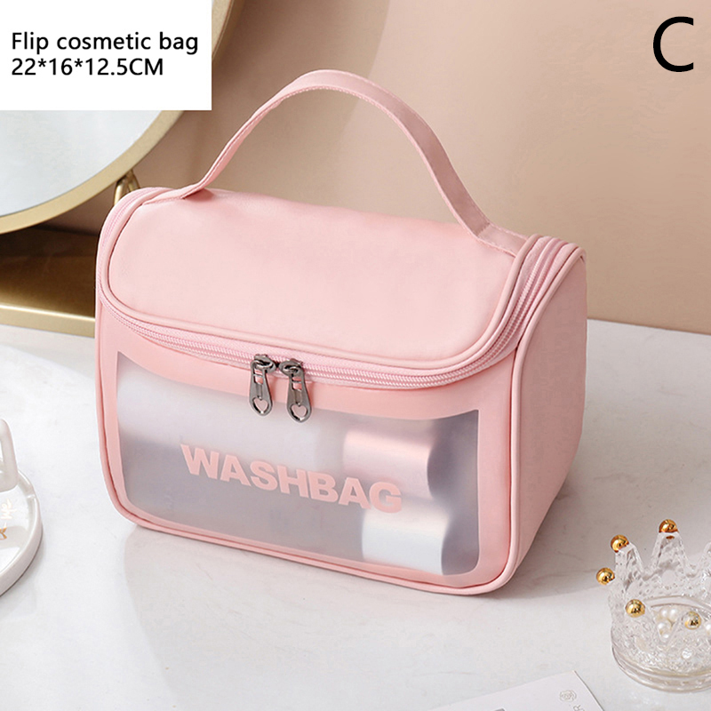 1PC Ins Style Multifunctional Cosmetic Bag for Women Wash Bag Portable Waterproof Swimming Bag Home Travel Storage Bag Case: Brown