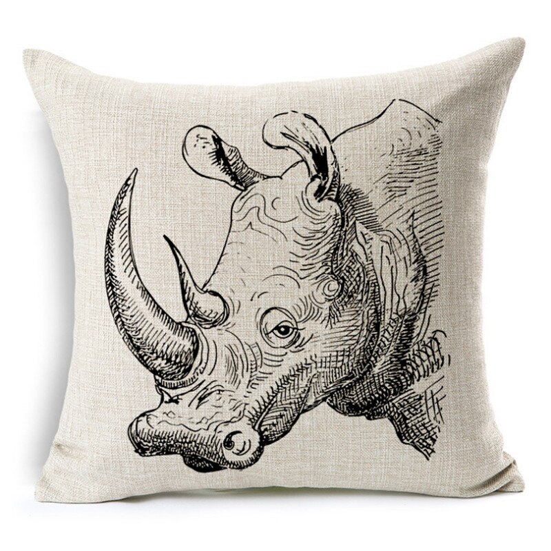 Coussins décoratifs de canapé cerf/Animal | , coussins de canapé sans noyau, Rhino en coton/Animal, décoration de la maison