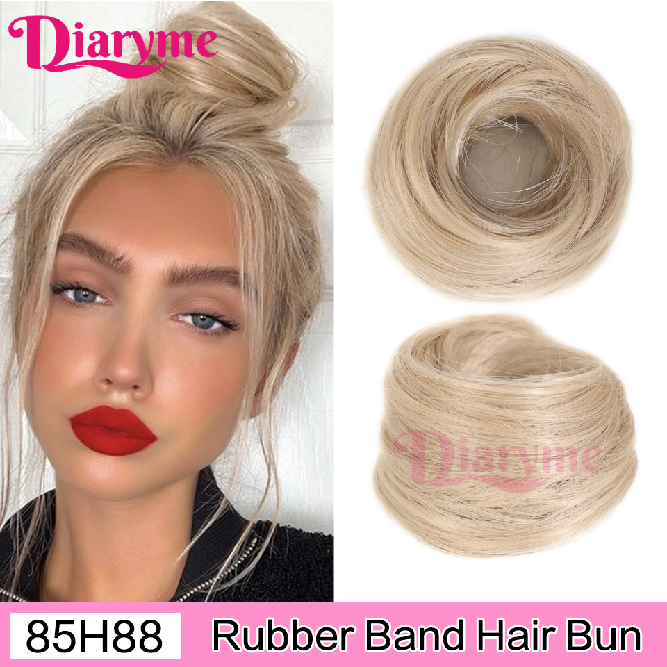 Cabelo sintético coque mulher em linha reta updo laço de cabelo elástico de borracha chignon extensões de cabelo faixas de cabelo natural fo: #144
