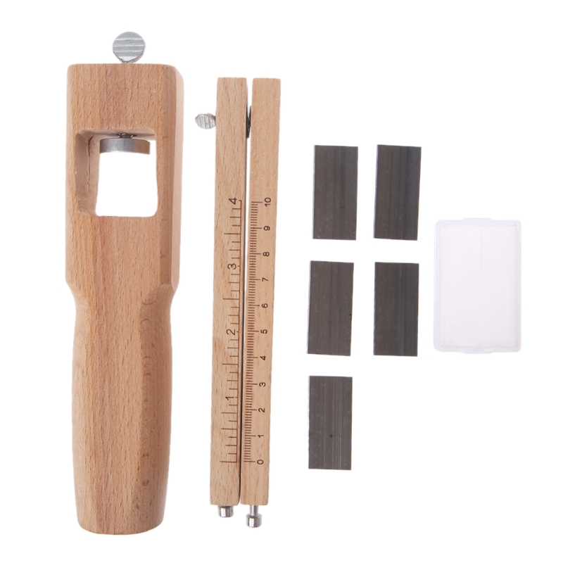 Wood Adjustable Strip Cutter Craft Tool Leather Hand Cutting Tools +5 Blades