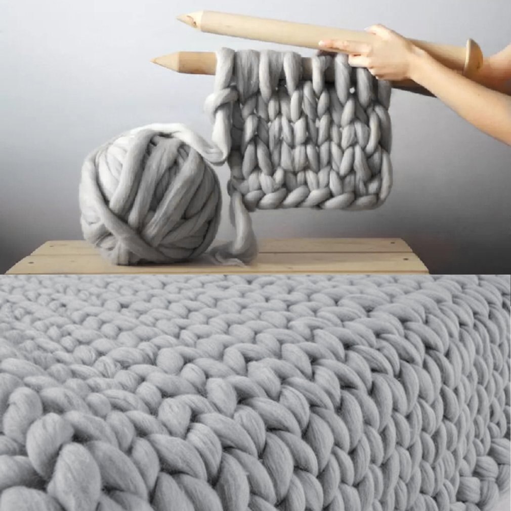 Komfortable Halten Warme Weiche Dicke Linie Riesen Garn Gestrickte Decke Handgemachten Manuelle Weben Fotografie Requisiten Decken