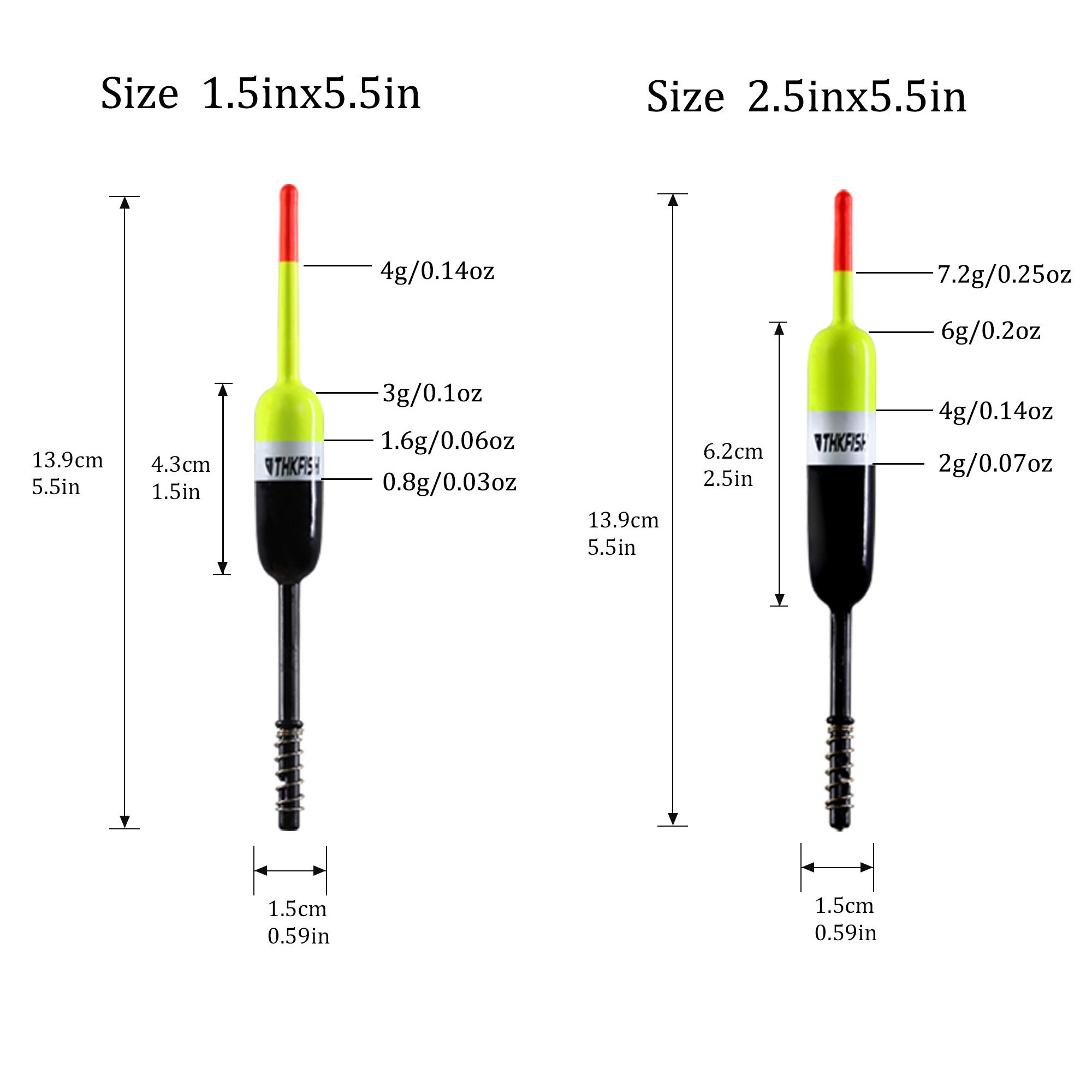 Thkfish Fishing Float Bobber 1.5inx5.5in 2.5inx5.5in Fishing Slip Bobber Balsa Wood Spring Float For Fishing