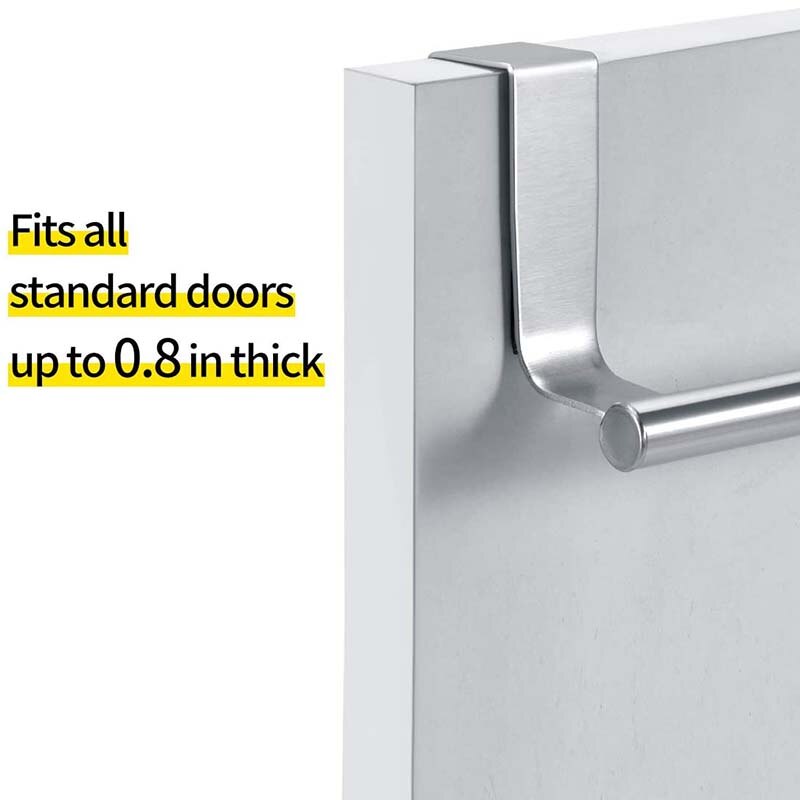 Stainless Steel Over Door Towel Rack Bar Holders for Universal Fit on Cabinet Cupboard Doors Pack of 2