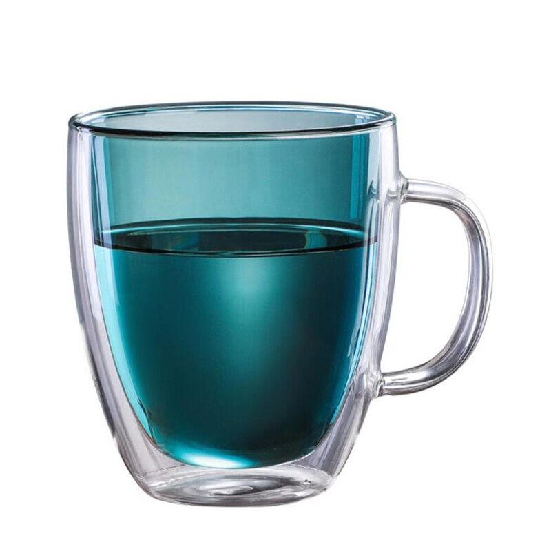 Double-wall Insulated Glass Coffee Cup Tea Mugs with Handle High Borosilicate Juice Glass