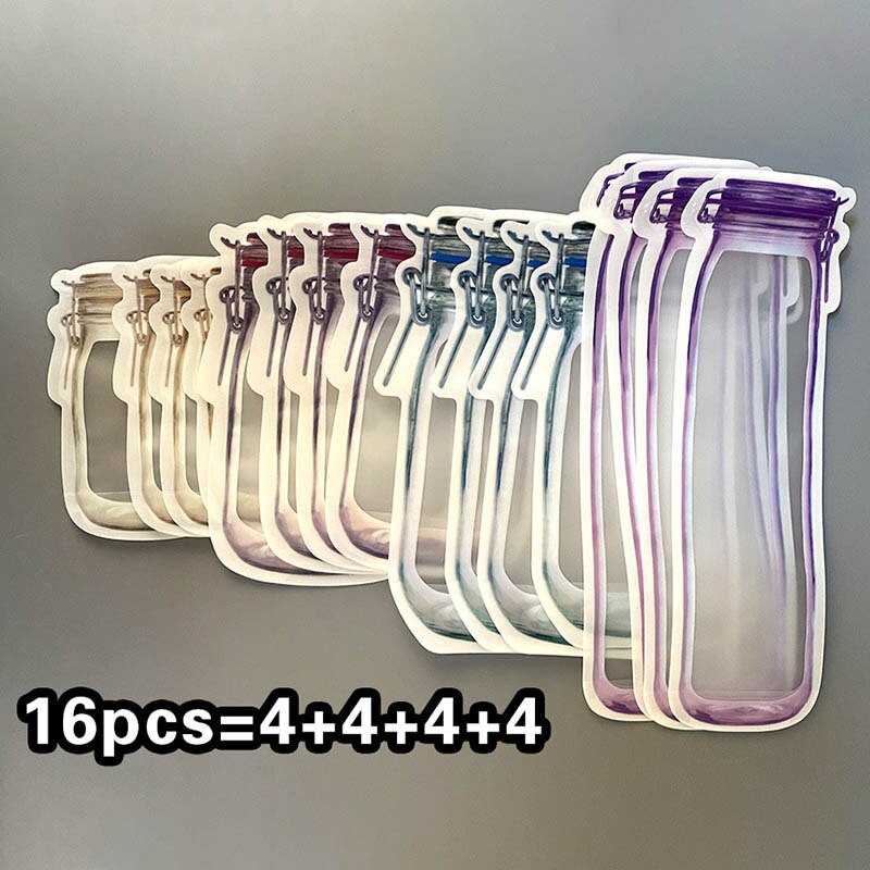 Reusable Composite Irregular Packing Bag Kitchen Zipper Sealed Vacuum Fresh-Keeping Bottle Bag Mason Self Sealing Bag