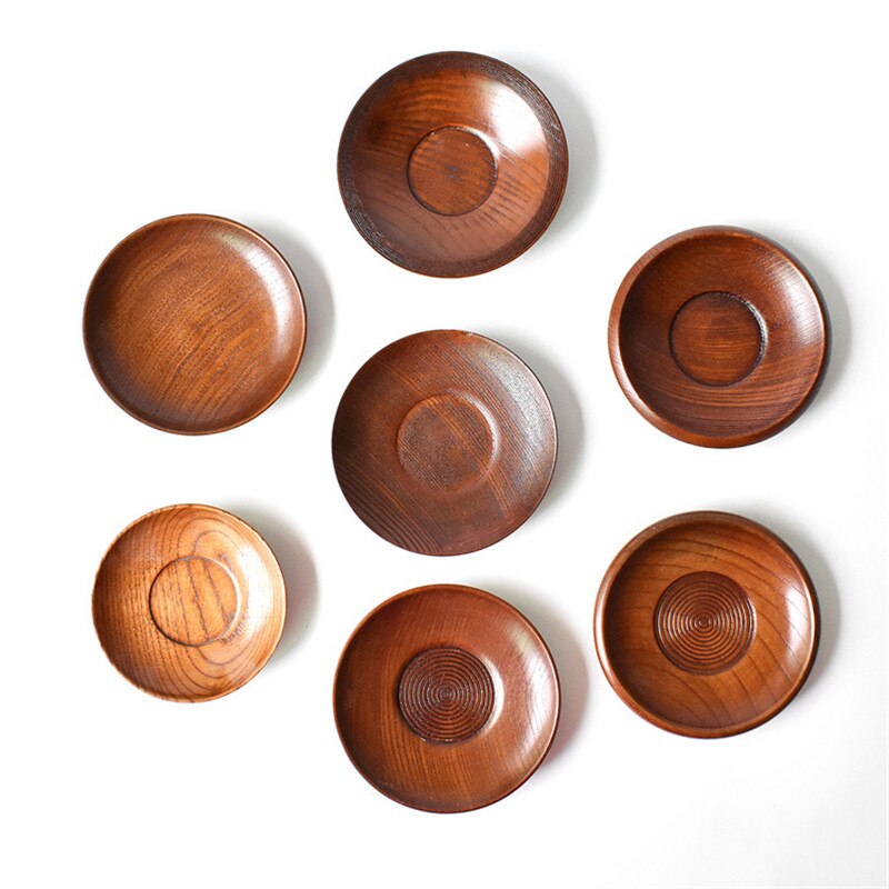 XZJJA 7.5-15cm Ronde Servies Kleine Houten Plaat Keuken Brood Fruit Dessert Schotel Massief Hout Snack Lade Thuis trinket Gerechten