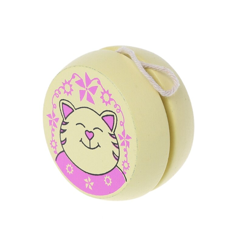 Juguetes estampados animales bonitos yoyó de madera, juguetes educativos fáciles, juguete clásico BX0D