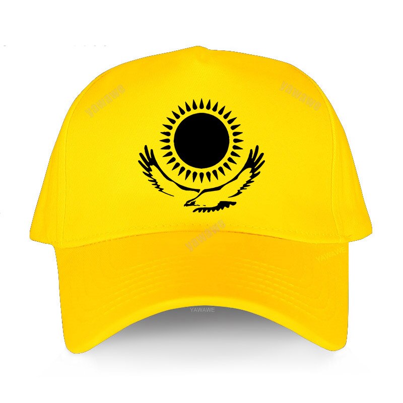 Kazakhstan women cool baseball caps country nations Kazakh flag Kazakhstani KAZ Qazaqstan print men hats Adjustable: yellow