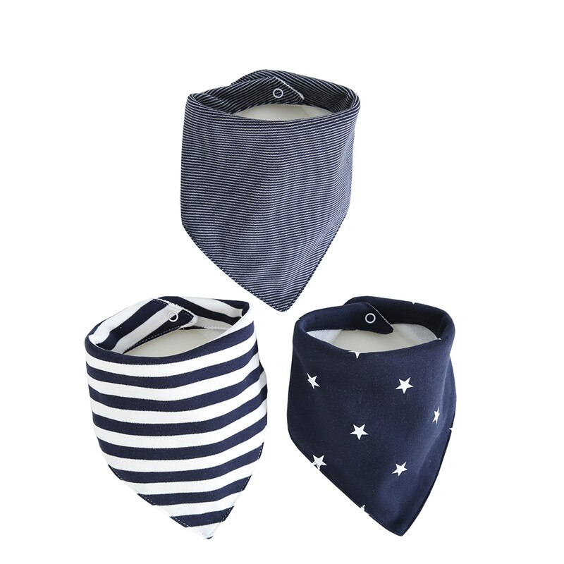 Infant Baby Bibs Cotton Newborns 3 Layers Waterproof 0-24 months 3 pieces/set snaps Bandana for babies Baby Feeding Accessories: 35207