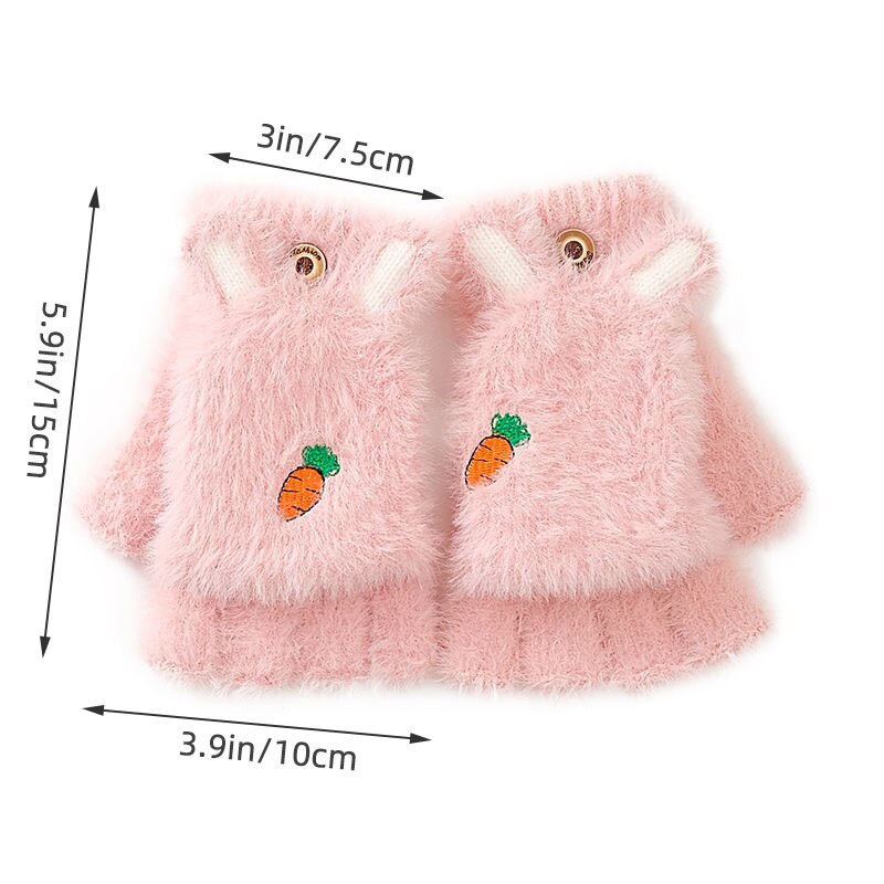 Winter freundlicher Handschuhe Nette Karikatur Halbe Finger Weiche Warme Kleinkind freundlicher Fäustlinge Für Jungen Mädchen Zeug 3-12Y