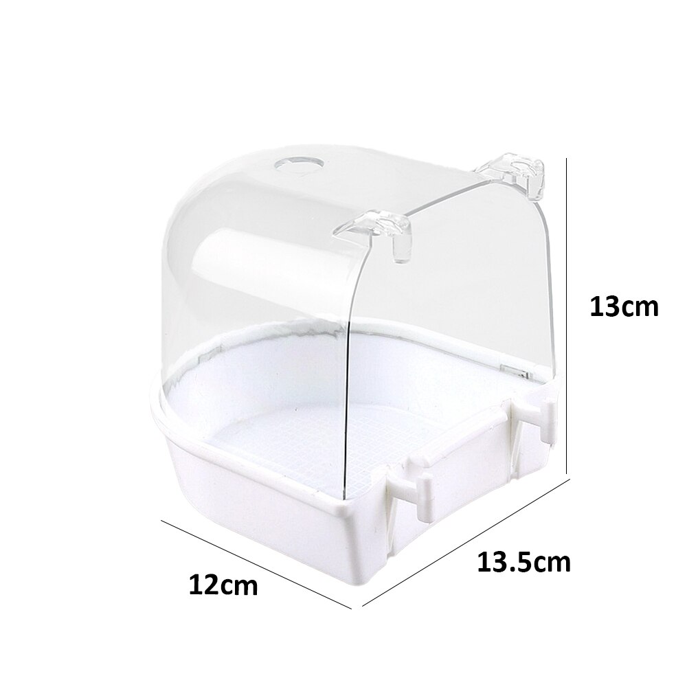 Caja de plástico para baño de aves, jaula colgante de plástico para baño de loros, periquitos, aves, cuencos para pájaros y mascotas, 1 unidad