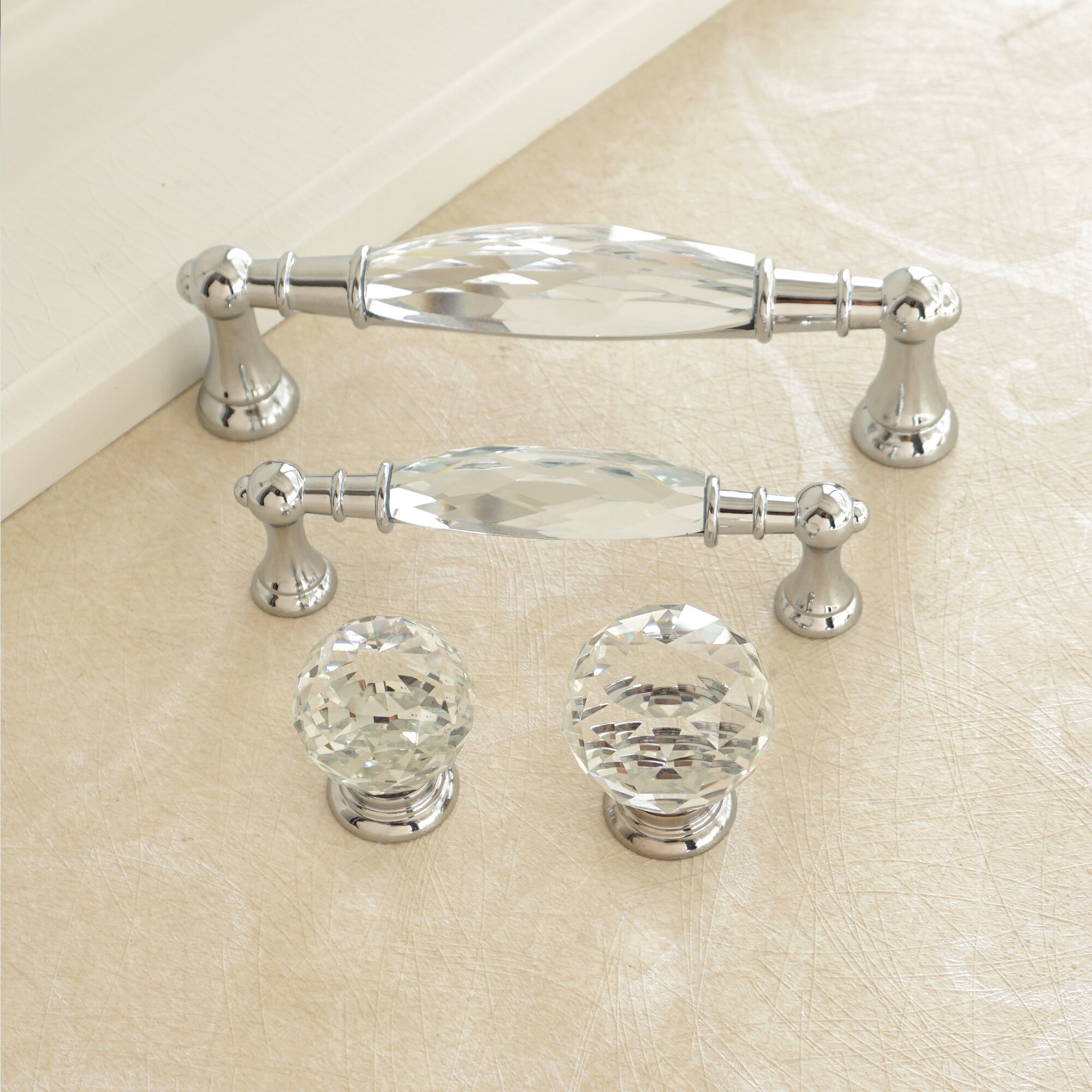 3,75 "5" de cristal manijas del Gabinete esférica cajón perillas para puerta de Metal para tirador de mueble manija del Gabinete de diámetro 30/40mm