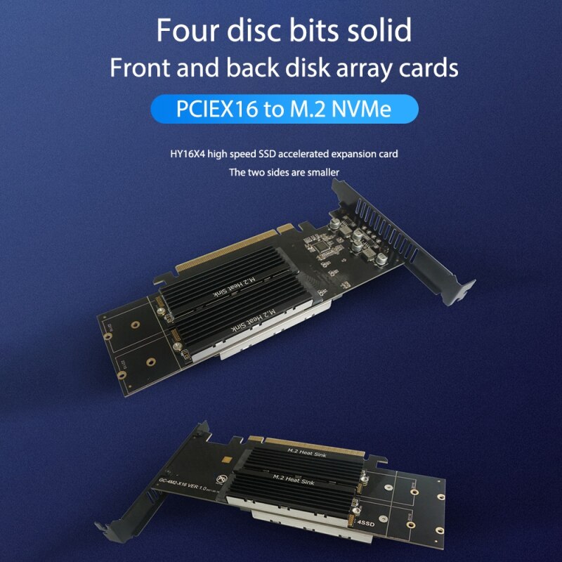 PCIe to M2 Adapter Card PCIe X16 4 Port M2 NVME M Key SSD Converter M.2 PCI Express X16 Adapter RAID Expansion Card