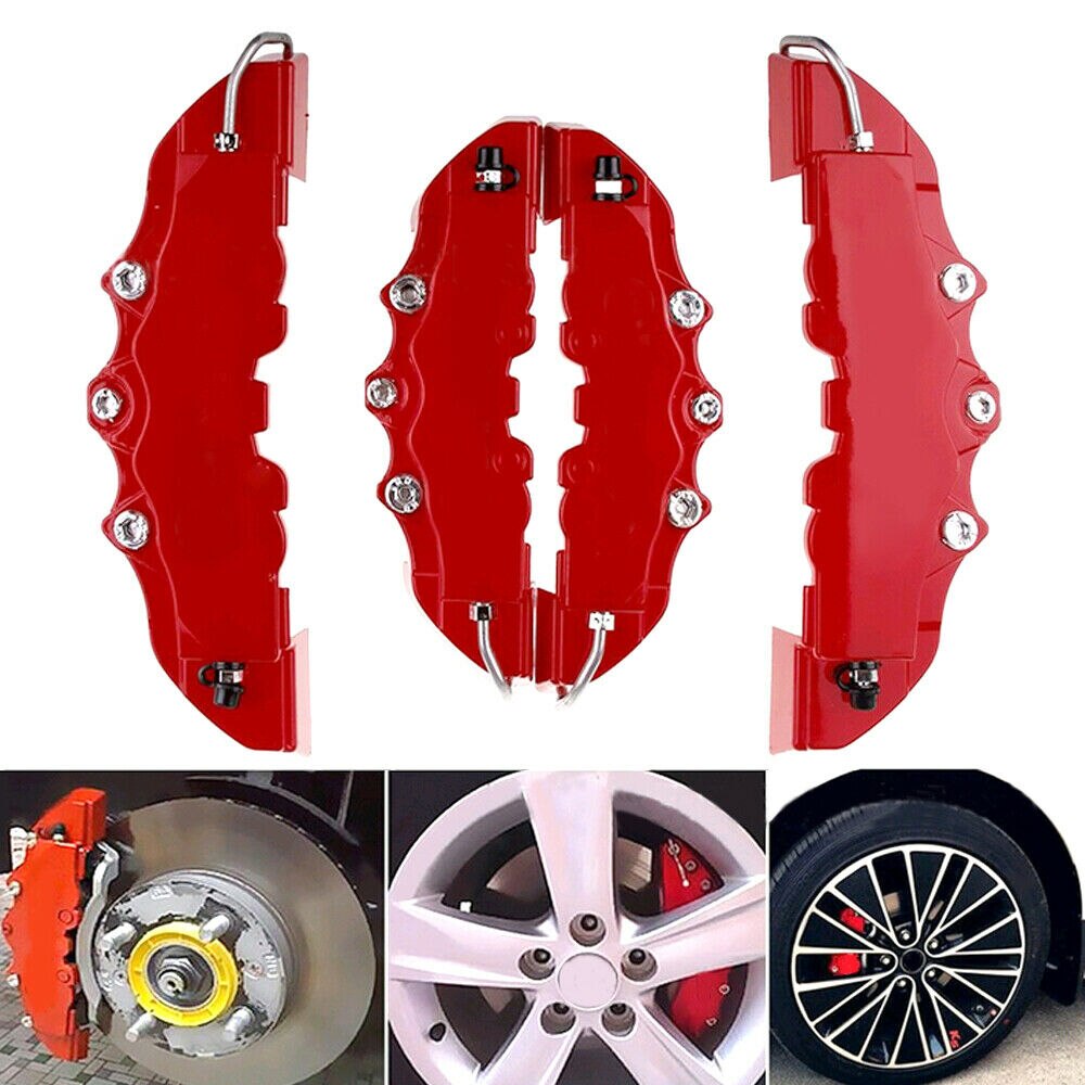 Cubiertas de pinza de freno de disco de camión y coche, cubierta de pinza de freno de disco delantero y trasero automático 3D, Kit Universal de decoración, cubierta de freno roja, 1 par