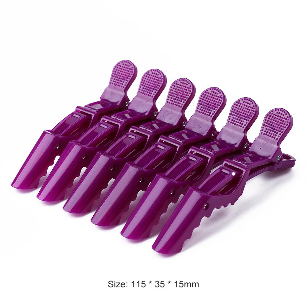 Pinza de araña para peluquería, pasador de cocodrilo de plástico, herramienta de agarre, utensilio de peluquería, 10/6 Uds.: 6PCS Purple
