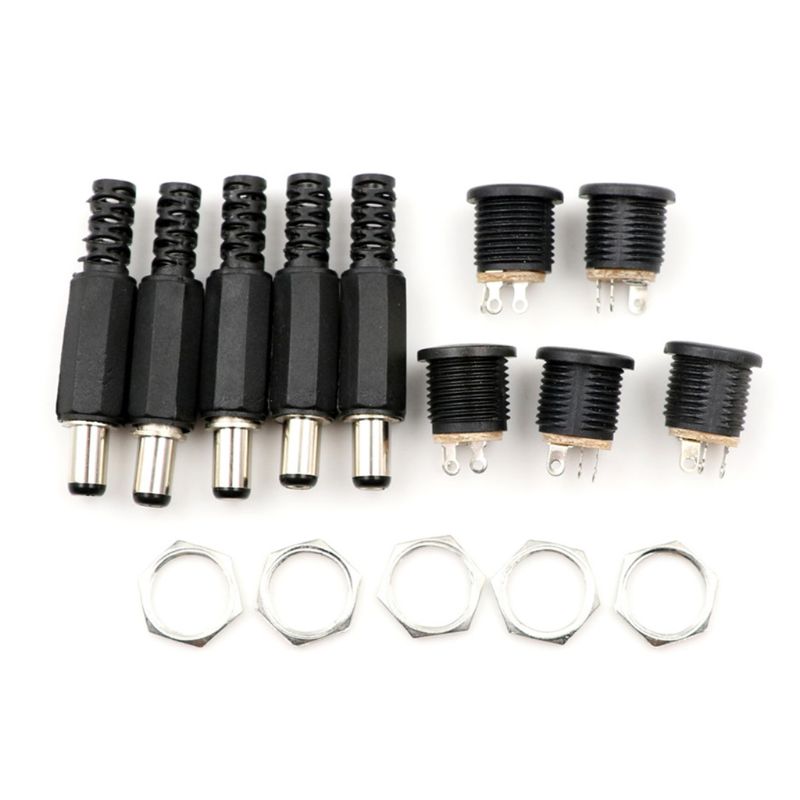 10 pcs 12V 3A Plastic Male Plugs + Female Socket Panel Mount Jack DC Power Connector Electrical Supplies