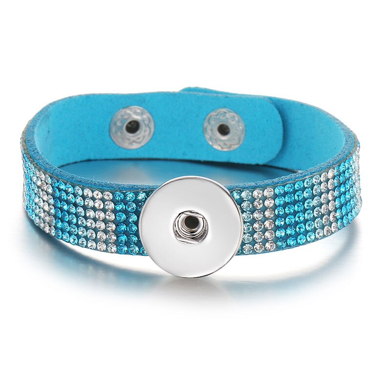 SE0216 Gradient Multilayer Fluwelen Strass Armband 18Mm Snap Armbanden Fit 18Mm Snap Knoppen Snap Sieraden: blue