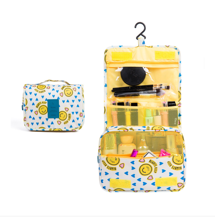 Bolsas de maquillaje de para mujer, Neceser de viaje, organizador de artículos de tocador, almacenamiento impermeable, Neceser colgante para Baño: 4   Blue    Yellow