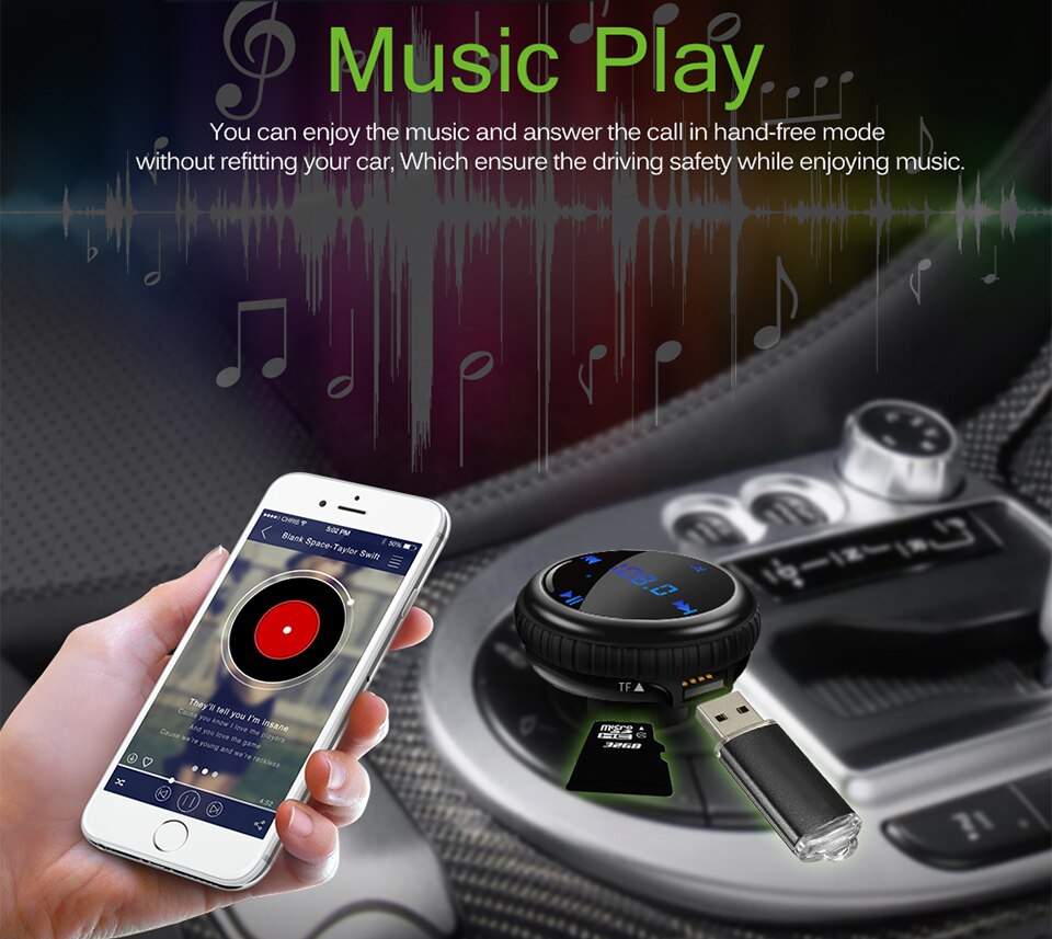 Onever BT69 3 In 1 Car FM Transmitter Bluetooth GPS Car Player Car Finder FM Modulator MP3/WMA TF Card Dual USB Car Accessories
