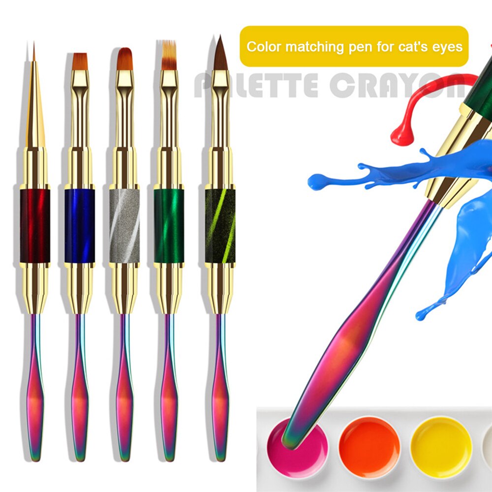Cat Eye Dual-End Nail Art Pen Kleur Mengen Pen Nail Liner Drawing Pen