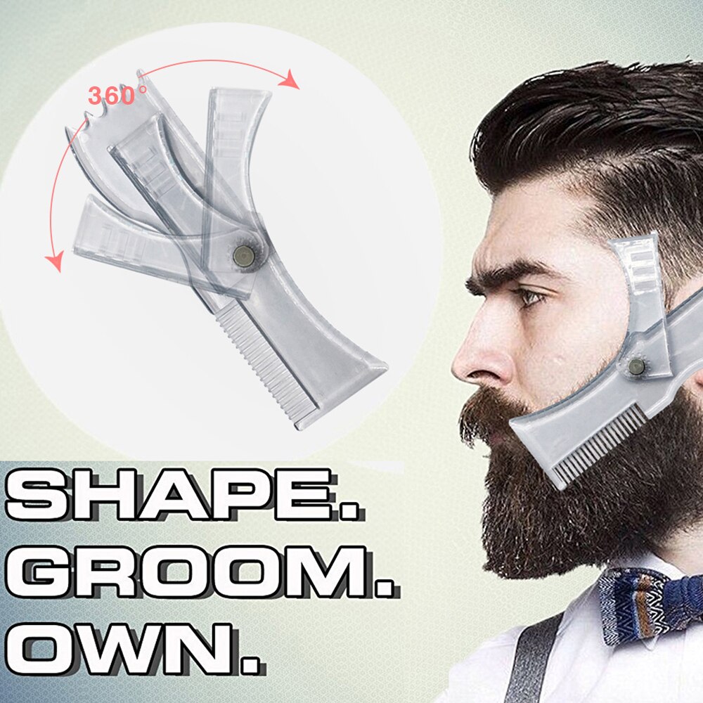 Beard Shaping Template Rotating Mustache Styling Comb Transparent Men Beard Shaver Beauty Tool