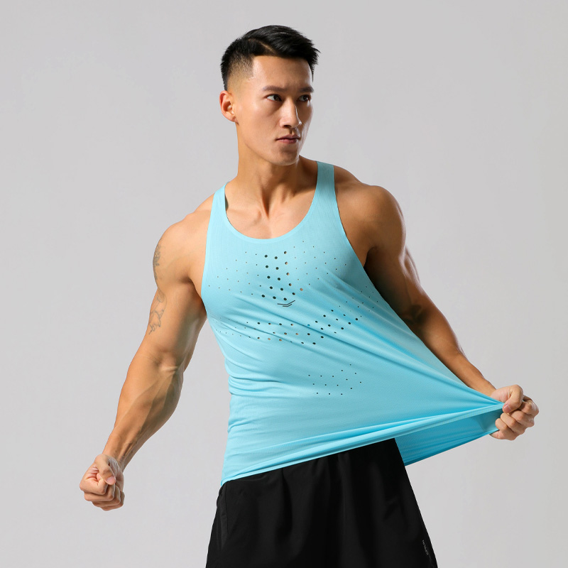 Herre gym t-shirt gade ærmeløse t-shirts hurtigtørrende tanktoppe træning fitness singlets mesh åndbar sport vest