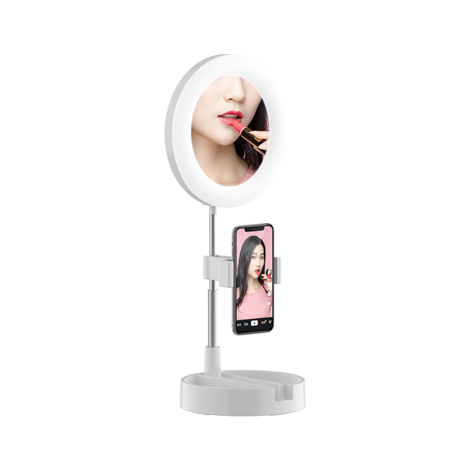 Pieghevole LED Selfie Anello di Luce Scrivania Telefono Video Fotografia Lampada Anello di Luce di Riempimento 64 perline lampada A LED Max di lavoro Per telefoni G3: WHITE