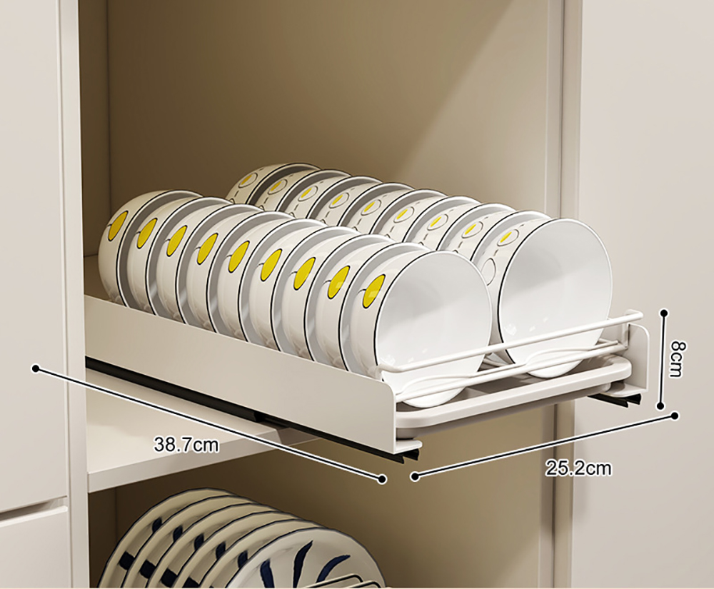 Uittrekbare kastorganizer-laden, uitschuifbaar schoteldroogrek voor keukenkasten, uittrekbare lade voor keukenorganizer: Licht Groen